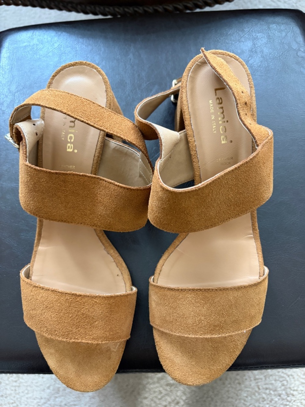 Lambica Tan Suede Women's Sandals - Elegant Casual Strappy Heels